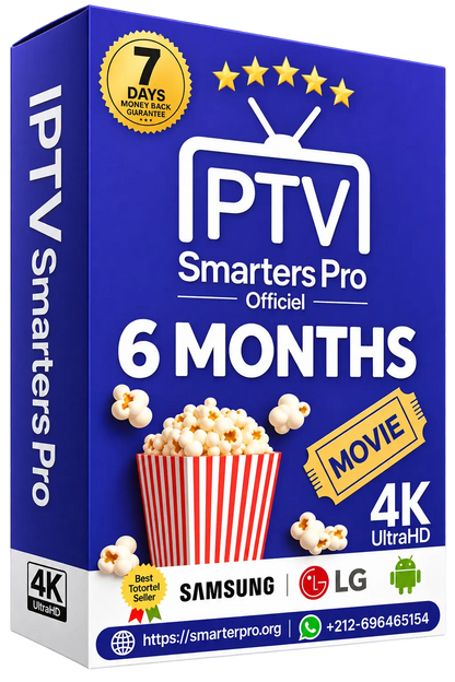 Abonnement IPTV Premium Smarters Pro (6 Mois) - Qualité 4K UHD