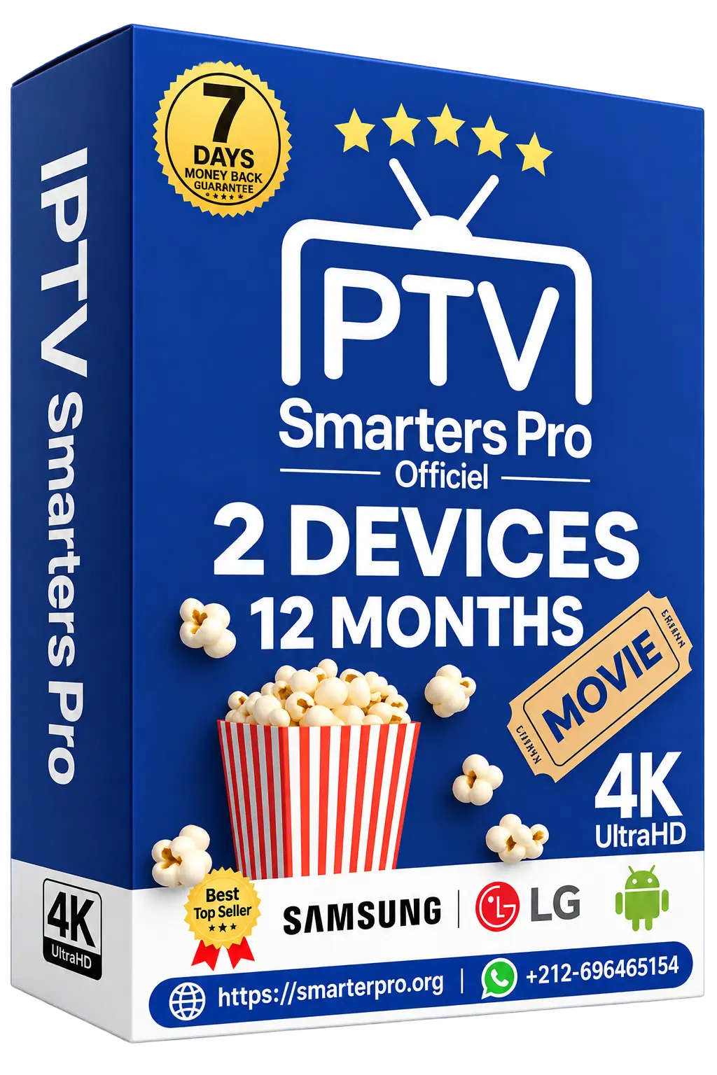 Abonnement IPTV Premium Smarters Pro (12 Mois) - Qualité 4K UHD (2 appareils)