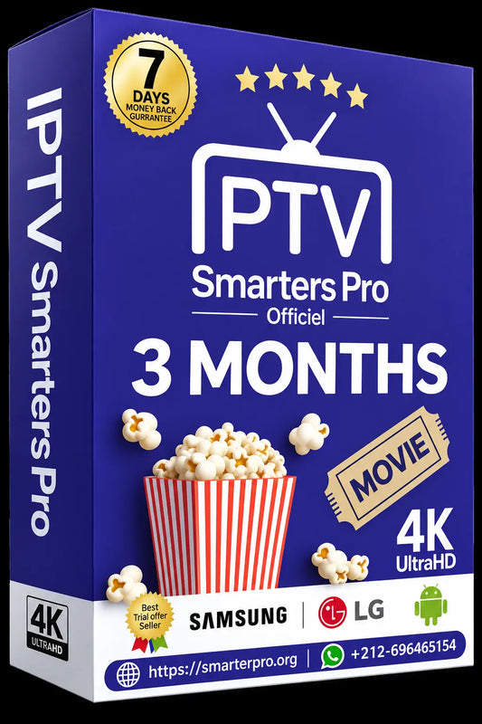 Abonnement IPTV Premium Smarters Pro (3 Mois) - Qualité 4K UHD
